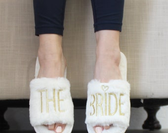 Bride Slippers, Bridal Party Slippers, Bridesmaid Git