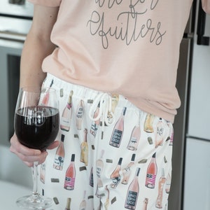Wine Bottle Pajama Pant, Rose Wine Lover, Girls Weekend Gift for Her, Bachelorette Party Pajamas, Comfy Women's Pajamas image 6