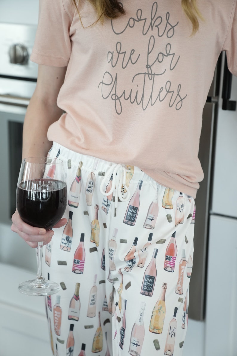 Wine Bottle Pajama Pant, Rose Wine Lover, Girls Weekend Gift for Her, Bachelorette Party Pajamas, Comfy Women's Pajamas image 6