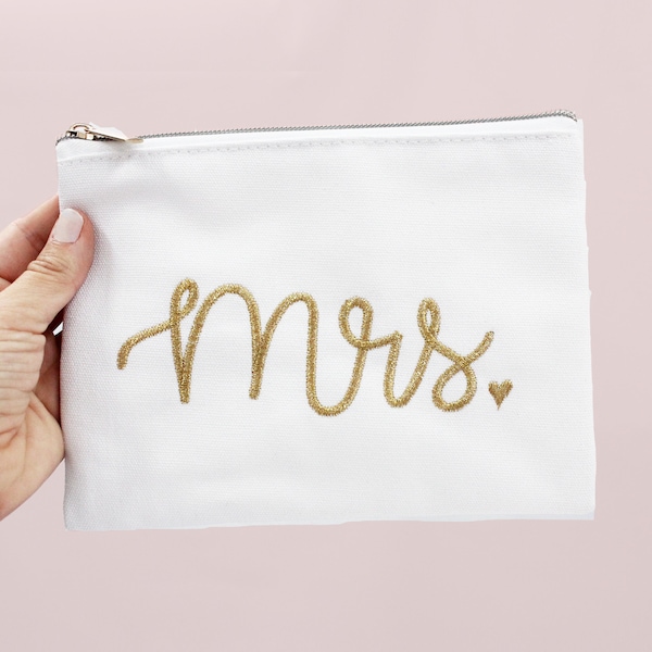 Mrs Makeup Bag, Honeymoon Pouch, Bride Cosmetic Case