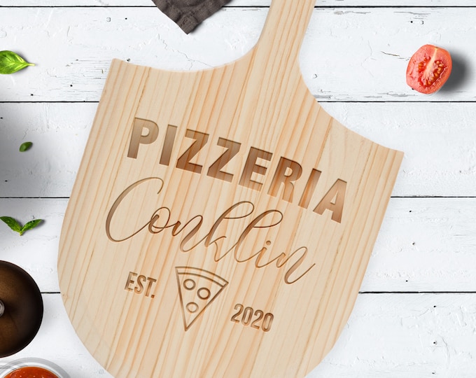 Personalized Pizza Stone and Paddle Set, Engraved Pizza Board and Pizza