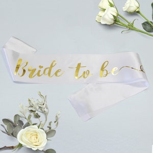 Bride to Be Sash, Bachelorette Sash, Bridal Shower Accessory, Satin Bride Sash