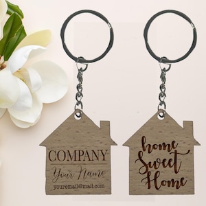 Custom Realtor Keychains, Closing Gift Real Estate, Realtor Marketing, Personalized New Home Keychain, Home Sweet Home