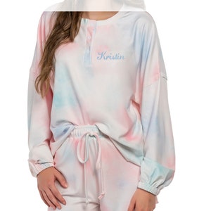 Personalized Tie-Dye Pajamas, TieDye Pjs, Comfortable Women's PJ Sets image 2
