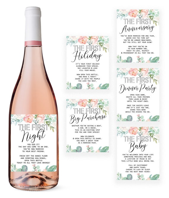 Bridal Shower Gift for the Couple, Wedding Milestone Wine Bottle Labels, Congratulations Engagement Wine Stickers