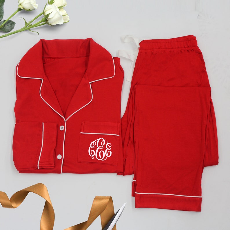 Personalized Pajamas for Women Red Pajama Set Monogrammed Etsy