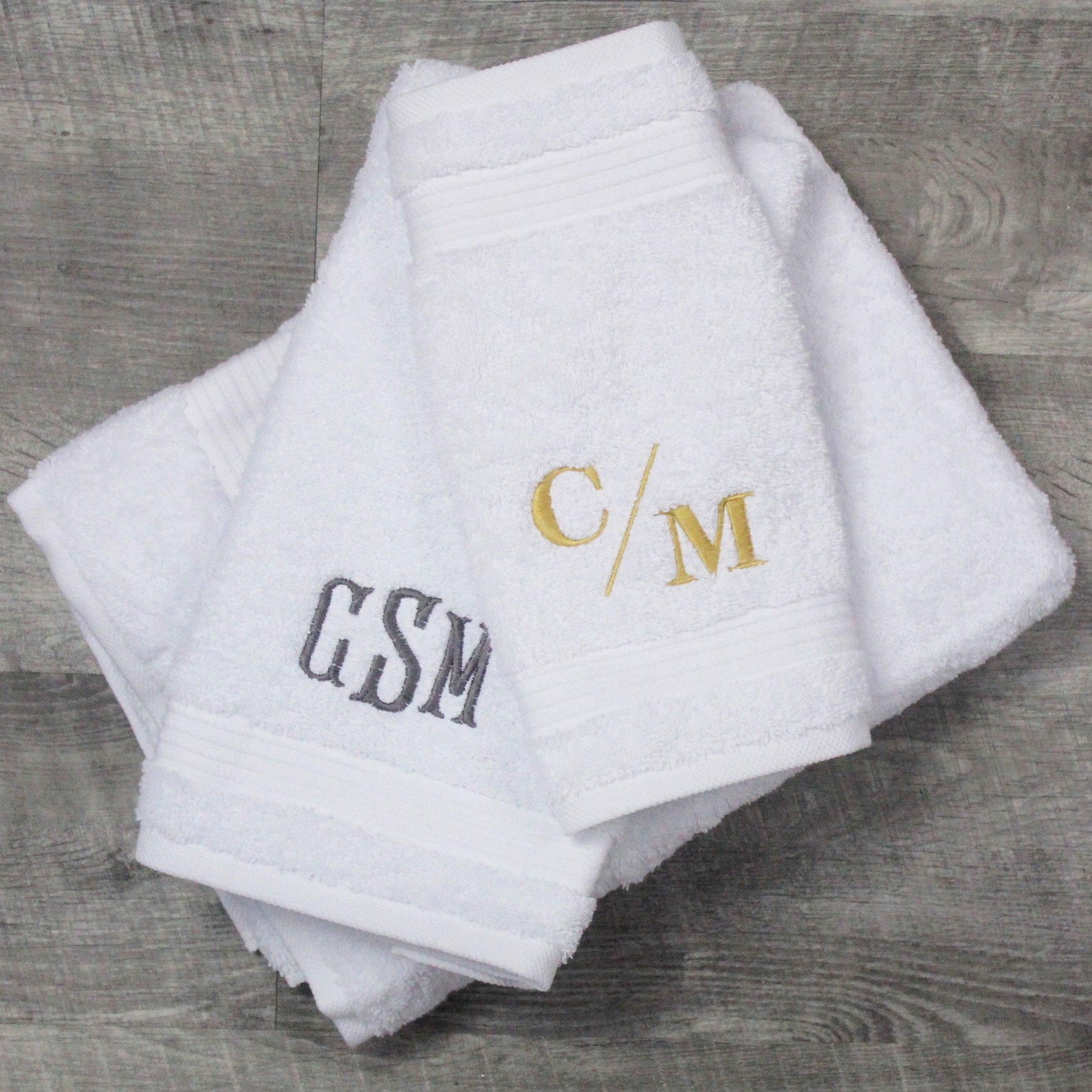 Luxury Embroidered Towels, Custom Monogrammed Towel, Personalized Bath Towel, Realtor Gift, Wedding Gift, Housewarming Gift, College Gift - Gray, Set of 2 Hand Towels