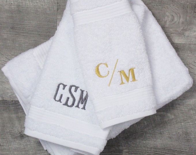Luxury Embroidered Towels, Custom Monogrammed Towel, Personalized Bath Towel, Realtor Gift, Wedding Gift, Housewarming Gift, College Gift