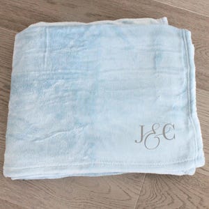 Personalized Fleece Throw Blanket: Monogrammed Name Gift, Couples Gift, Custom Stadium Blanket, Travel Throw Blue