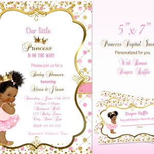 Little Royal Princess Ballerina Pink & Gold Crown Jewels | African American Vintage Baby Afro Puffs   | tutu  | ballerina  | diaper raffle