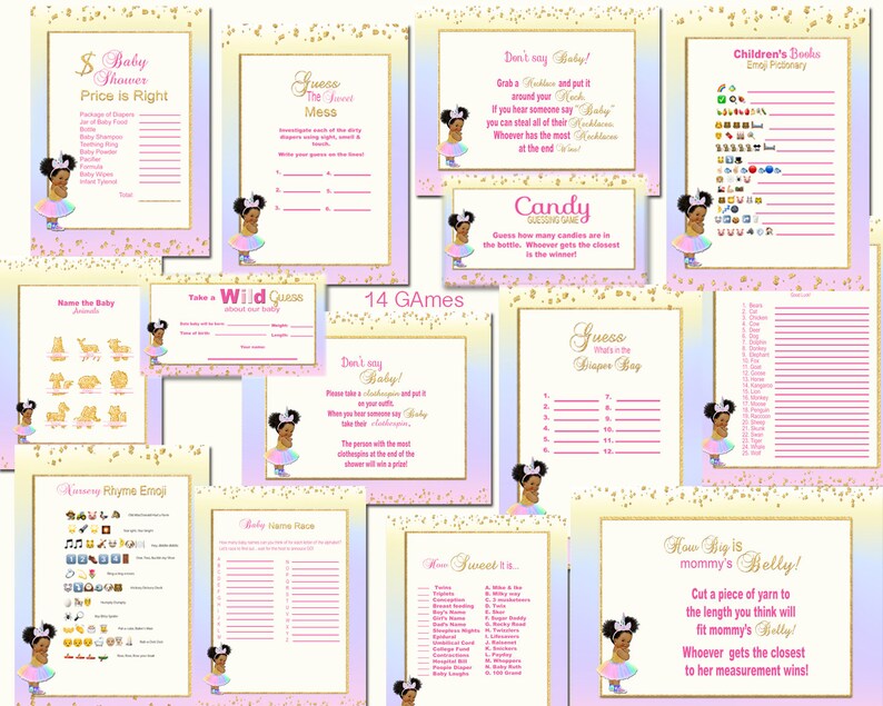 Unicorn Baby Shower Games Baby Shower Girl Games Sets Etsy Unicorn Baby Shower Games Baby Shower Girl Games Sets Etsy