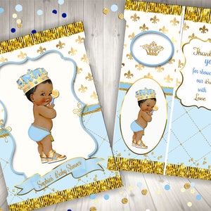 Royal Prince Baby Shower Chip Bag Wrapper: Blue & Gold (Digital Download PDF File)