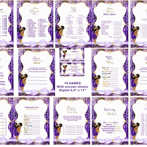 Princess Baby Shower Games: Royal Purple Theme (Digital Download, PDF