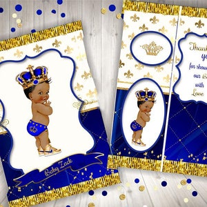 Personalized Royal Prince baby shower chip bag, Little Prince, Royal Blue & Gold, African American, Baby Boy Royal Baby shower