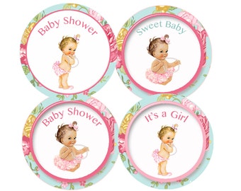 Shabby Chic Baby Shower cupcake toppers, Girl Baby Shower cupcake toppers, Vintage Baby shower invitation shabby chic printable