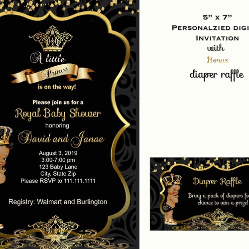 Red Black and Gold Royal Baby Shower Invitation Royal Etsy