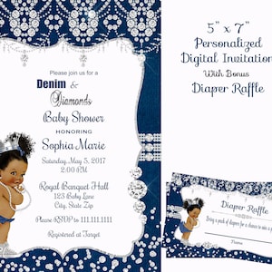 Denim & Diamonds Baby Shower Invitation: Personalized 5x7 Digital File