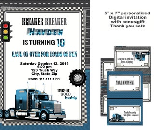 Semi Truck Birthday Invitation: Printable Party Invite (Digital Download)