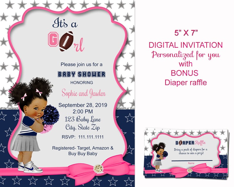 Dallas Cowboys Football Invitation Dallas Baby Shower Etsy