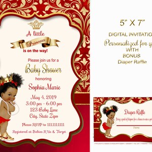 red and gold royal baby shower invitations