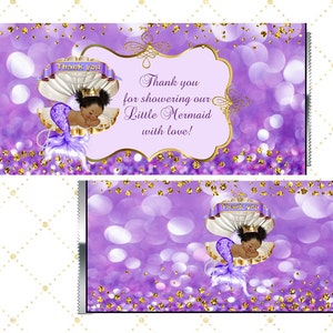 Mermaid candy bar wrapper, Royal princess Baby shower candy bar wrapper,  candy wrapper Little Mermaid baby girl,  printable digital