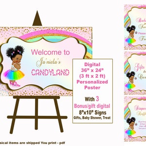 Candy Land Baby shower poster, Candyland Baby Shower, Candy land theme, Cany Land welcome sign, digital 36"x24"