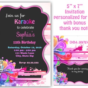 Karaoke invitation,   Karaoke Party Invitation, Karaoke Birthday Party Invite, Disco Party, Singing Party, Music invitation