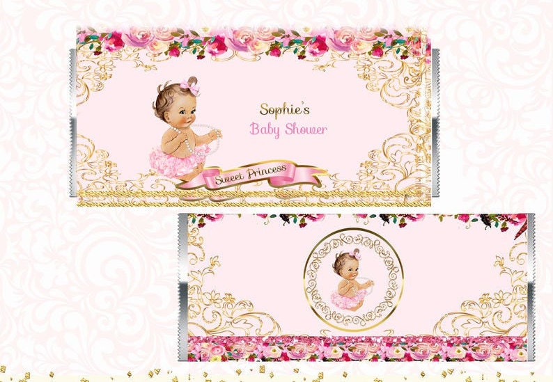 Royal Princess Baby Shower Candy Bar Wrappers: Floral Theme (digital ...