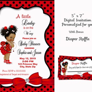 Ladybug African American Baby Girl Ruffle Pants Sneakers | Wings Antennae Pearl Necklace Puffs Bun | Clipart