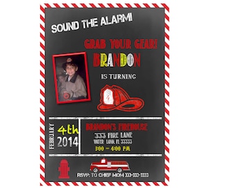 Fire Truck Birthday Invitation: Personalized Fireman Party (Digital Download)