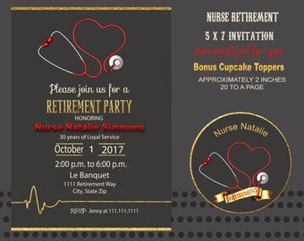 Personalized Nurse Retirement Invitation, Doctor Retirement Party invite, Printable (Digital Download)