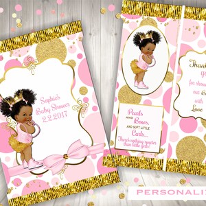 Personalized Royal Princess Chip Bag Wrapper: Pink & Gold Baby Shower (Digital Download)