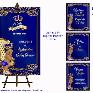 Prince baby shower poster, yard design, African American  matching Royal Prince baby shower invitation available