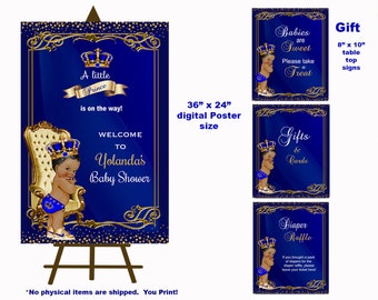 Prince baby shower poster, yard design, African American  matching Royal Prince baby shower invitation available