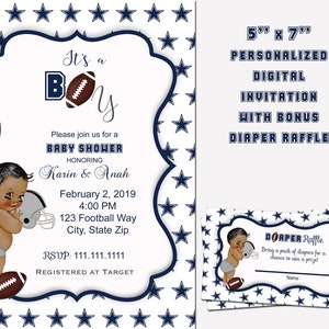 Football baby shower, all star baby shower, It&#39;s a Boy, Boy baby shower, sports baby shower, football shower, Personalized, digital