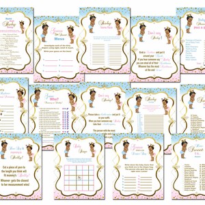 Twin Baby Shower games, Gender Reveal games, African american, boy, girl, shower games digital