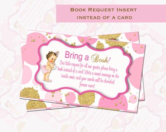 Baby Shower Book Request Card Insert: Princess Theme (Digital Download)