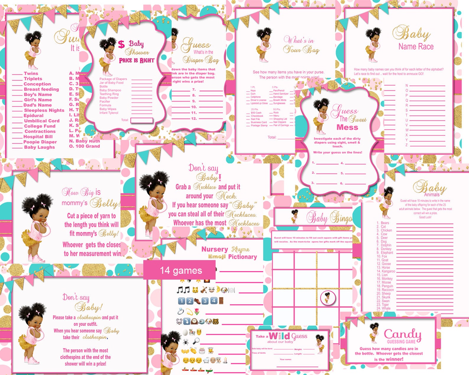 Princess Baby Shower Games Baby Shower Games Baby Shower Etsy