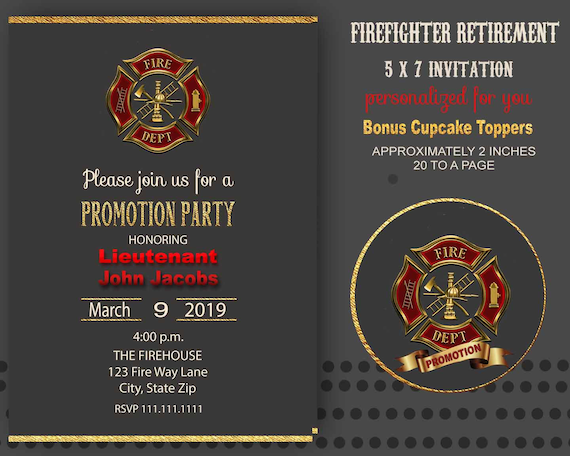 Personalized Firefighter Promotion Fire Academy Graduation Etsy