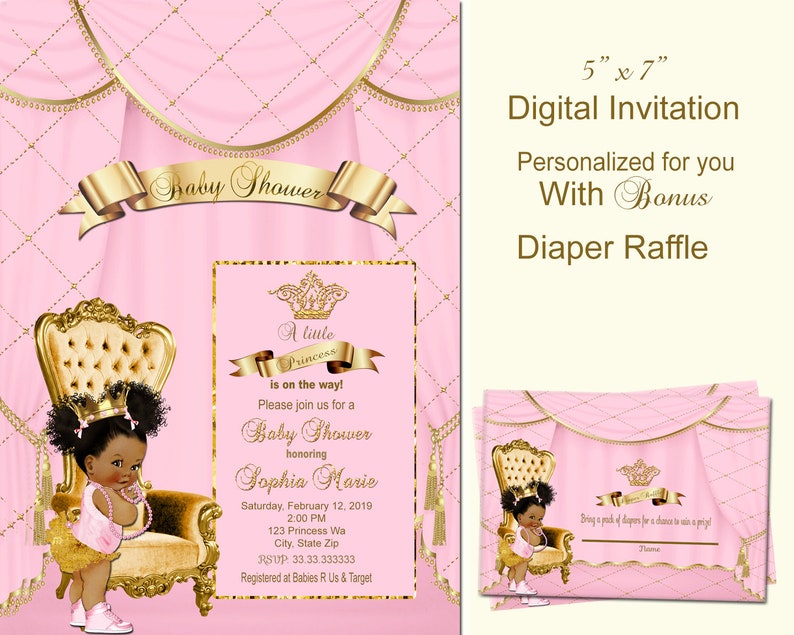 Princess Baby Shower Invitation Oh Baby Invite Queen Etsy