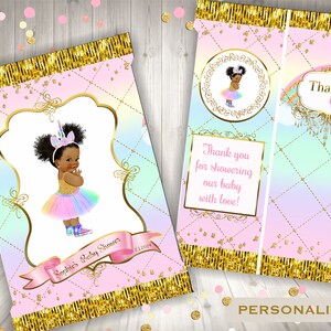 Princess Unicorn Chip Bag Wrapper: Pink & Gold Baby Shower (Digital Download, Personalized)