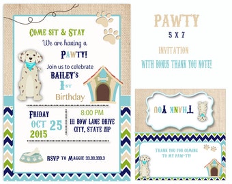 Puppy Party Invitation , Puppy Birthday Party , Puppy Party Invitation, Dog party, puppy birthday invitation, personalized for you