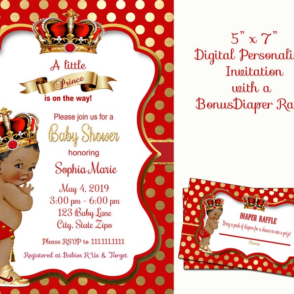 Red Royal Baby Shower Invitation Etsy
