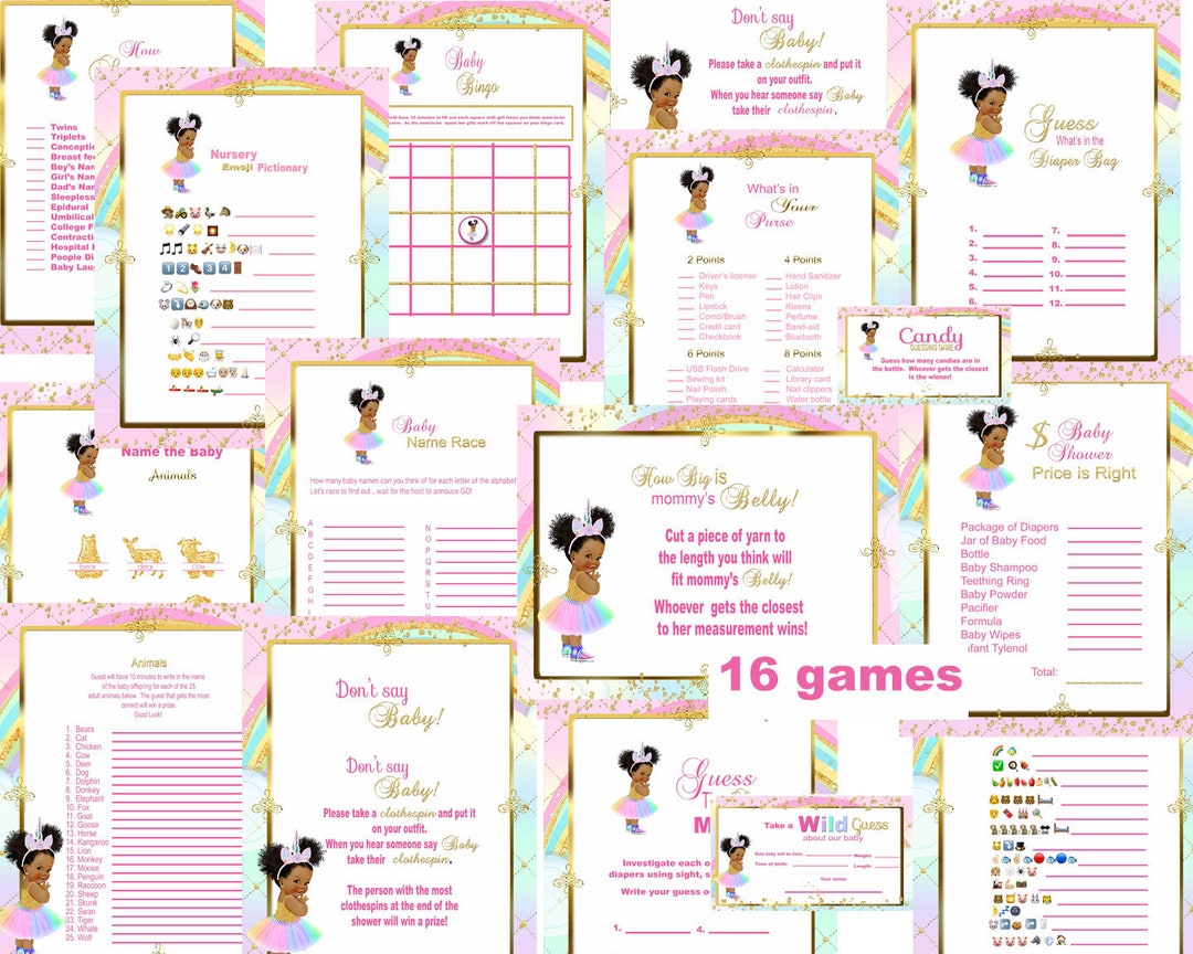 Unicorn Baby Shower Games, Princess Baby Shower Games, Rainbow, Baby
