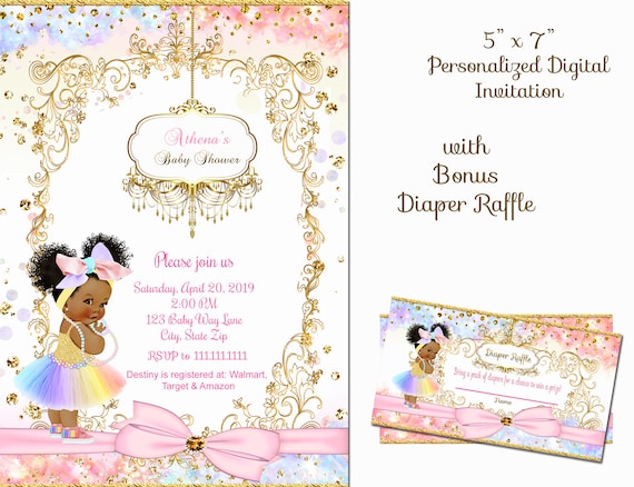 african american princess baby shower invitations