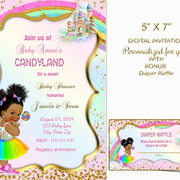 Candy Land Baby shower invitation, Birthday Party invitation, CandyLand Personalized Invitation Digital File