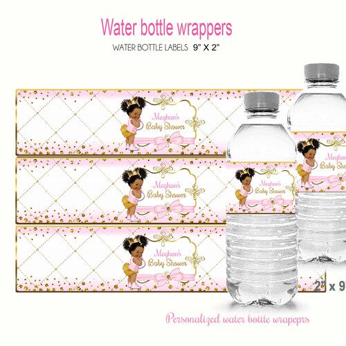 Afro Princess Baby Shower Water Bottle Labelafrican American - Etsy