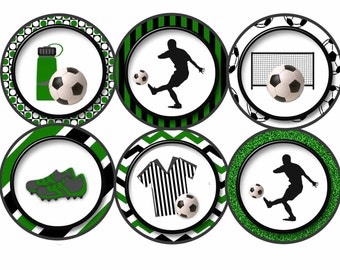 Soccer cupcake toppers,  Soccer birthday party cupcake toppers Soccer birthday party Soccer party futbol printable digital