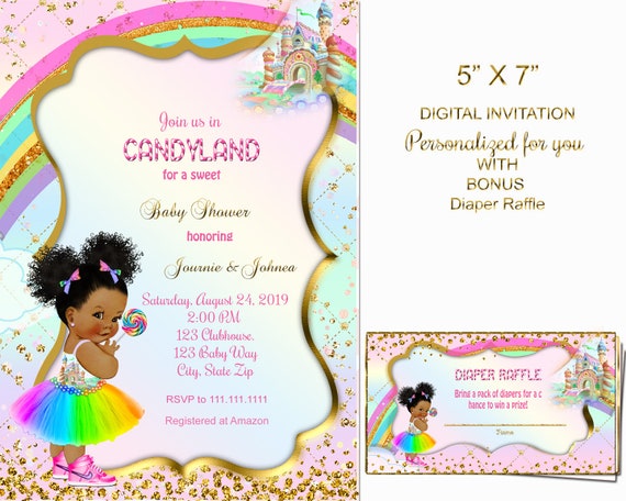 Candy themed baby store shower invitations