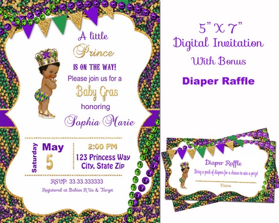 mardi gras baby shower invitations